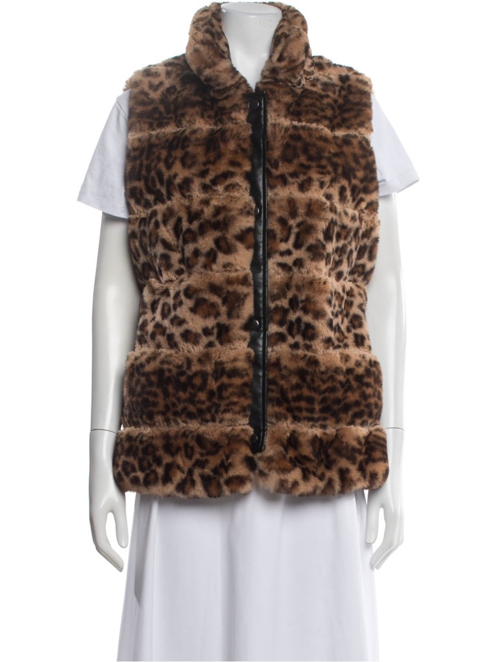 Donna Salyers Faux Fur Leopard Print Vest - Brown